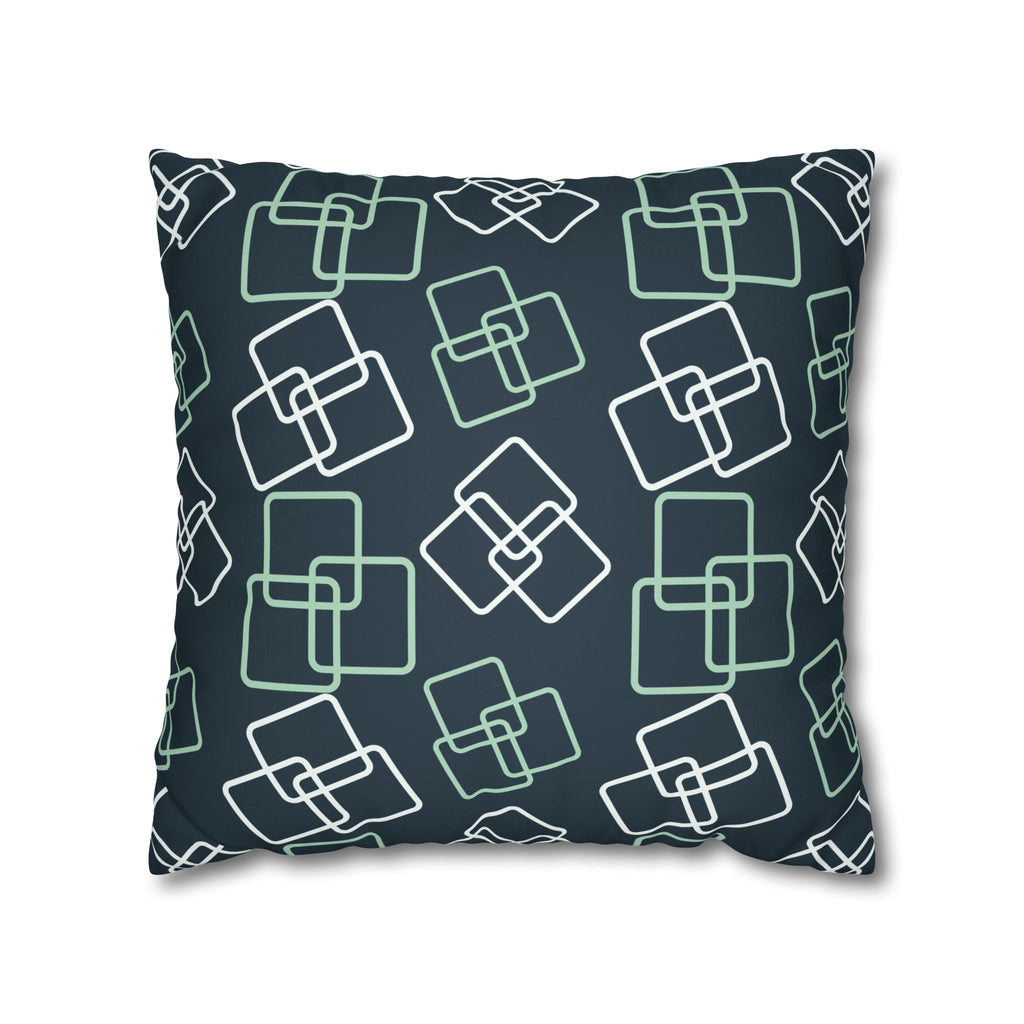Arctic Blue and White Geometric Cubes Faux Suede Pillow Cover