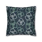Arctic Blue and White Geometric Cubes Faux Suede Pillow Cover