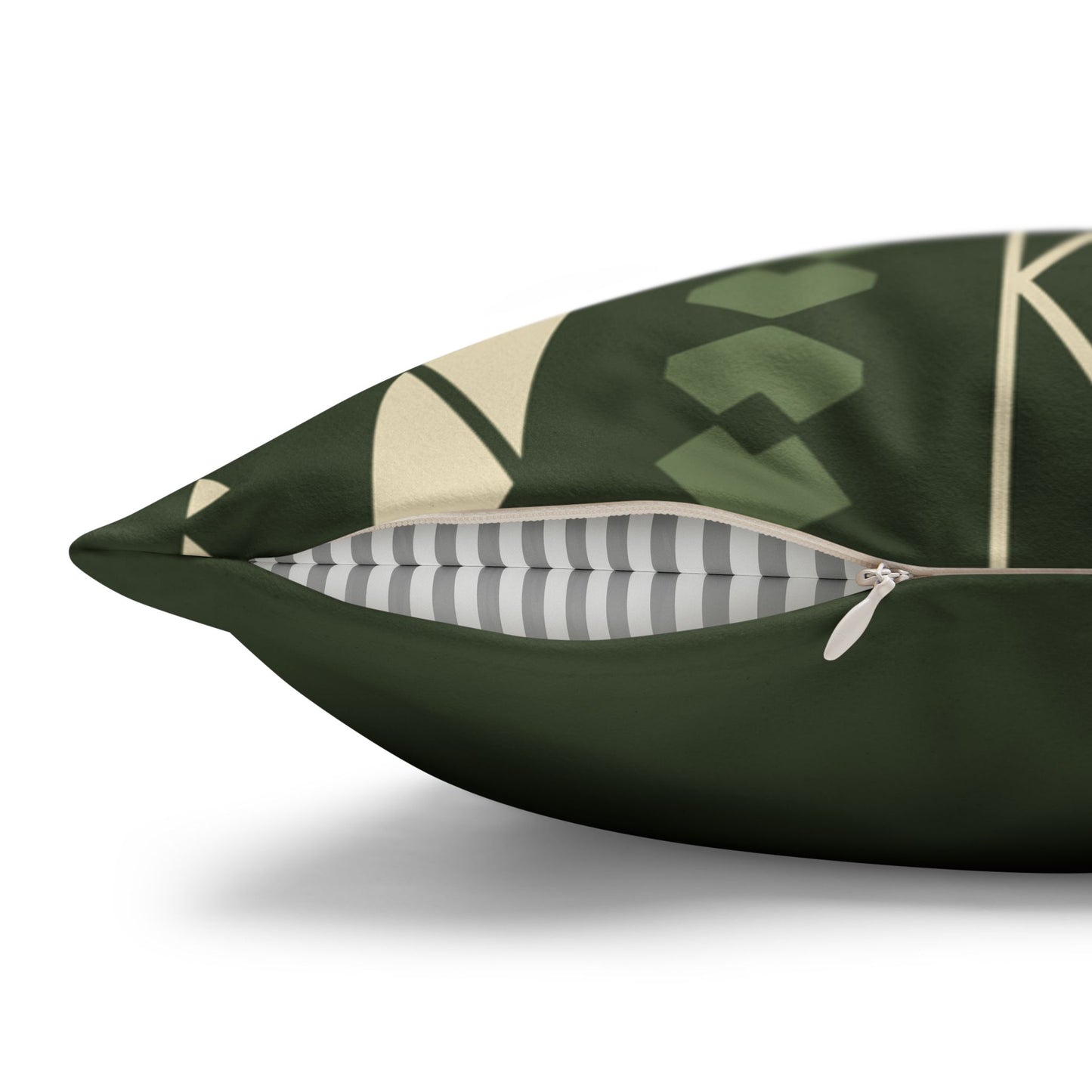 Green Aztec Faux Suede Pillowcase — Square Decorative Throw Pillow Cover