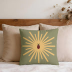 Ladybug Sunburst Faux Suede Pillow Cover
