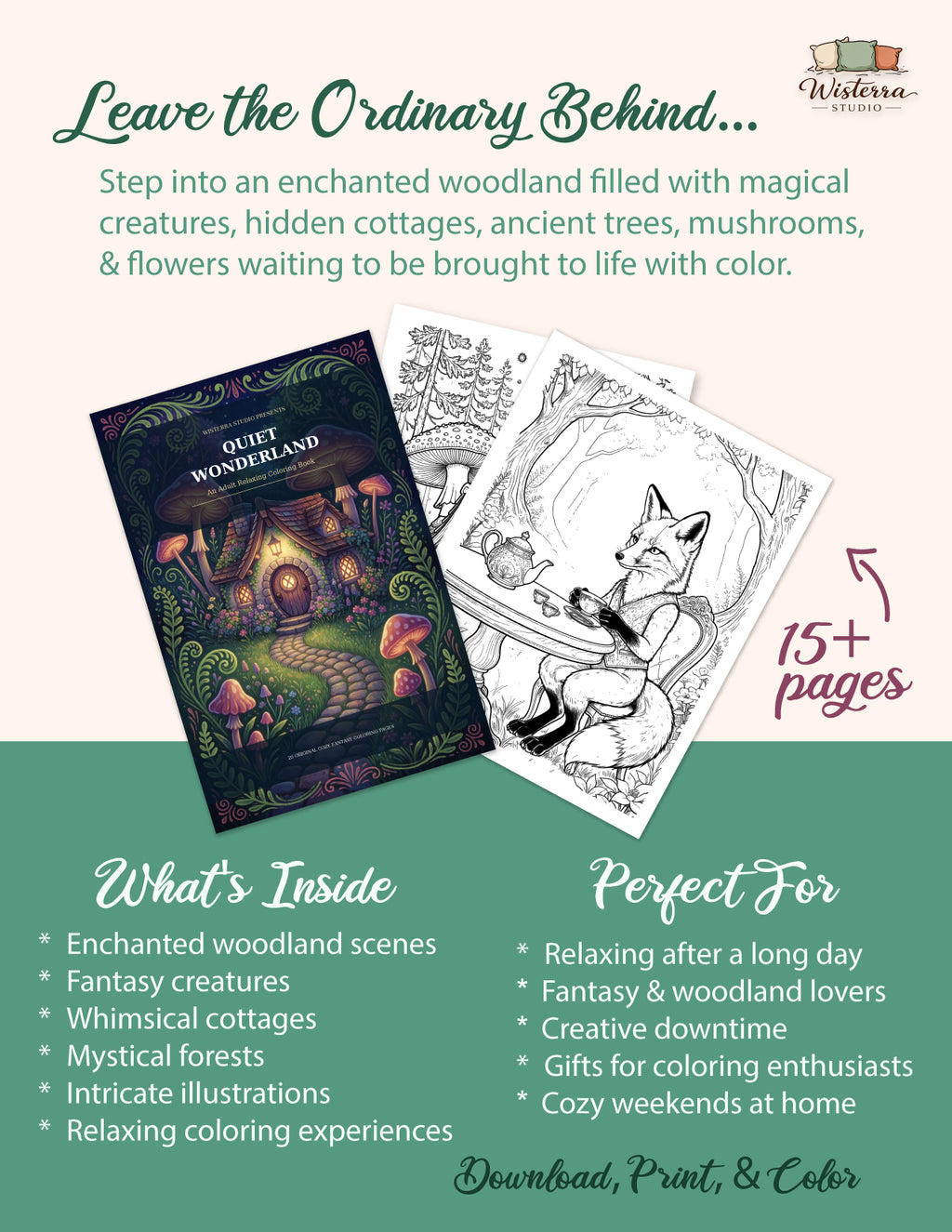 Quiet Wonderland - An Adult Relaxing Coloring Book by Wisterra Studio