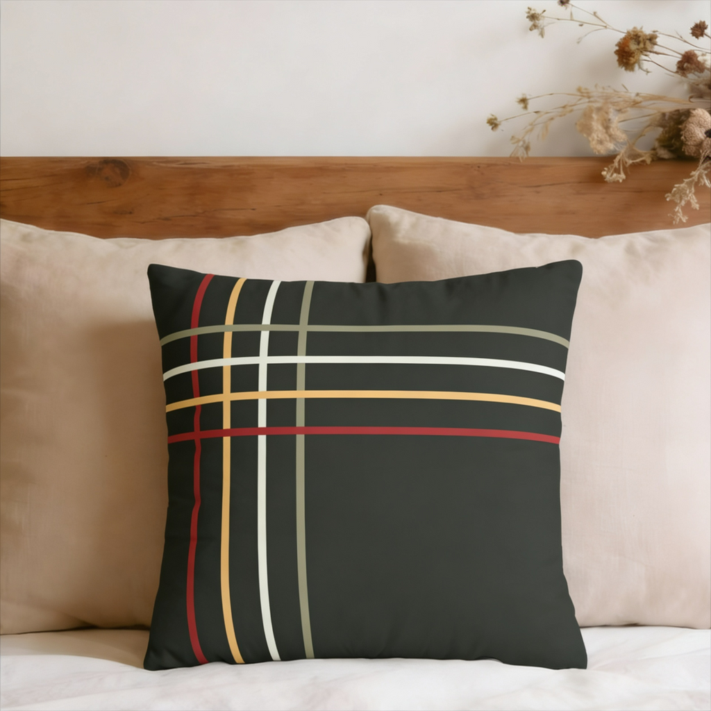 Modern Plaid Faux Suede Pillow Cover