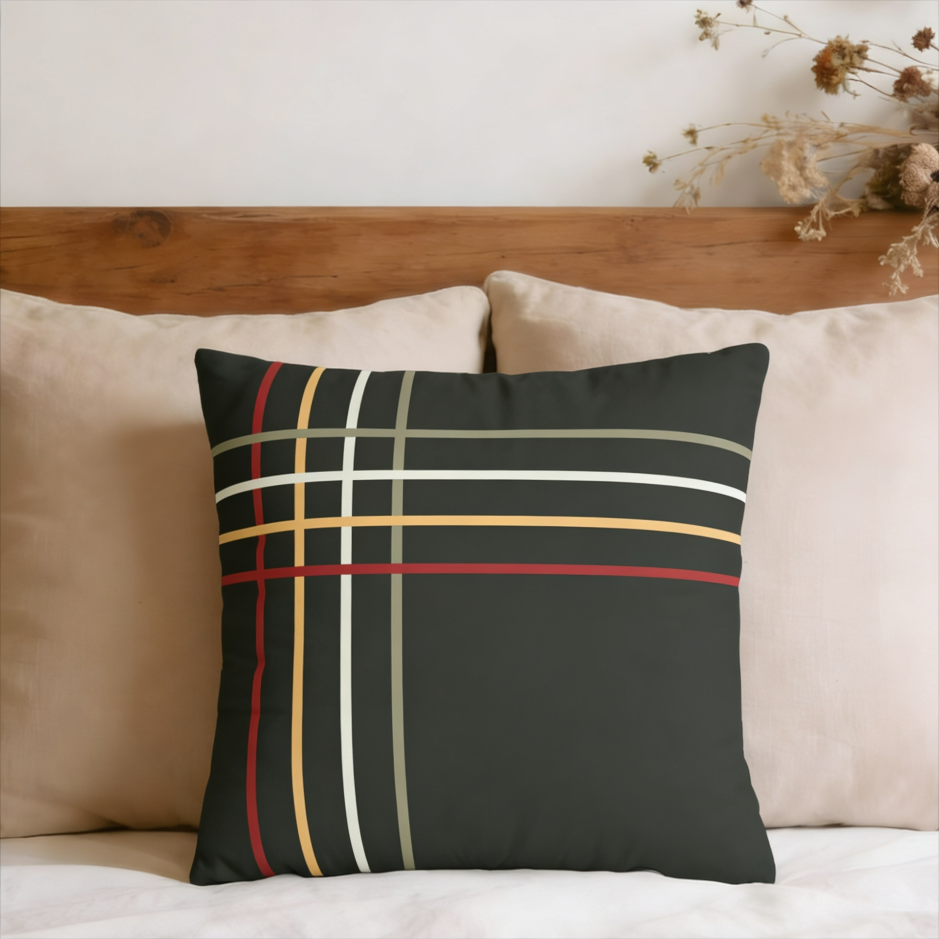 Modern Plaid Faux Suede Pillow Cover
