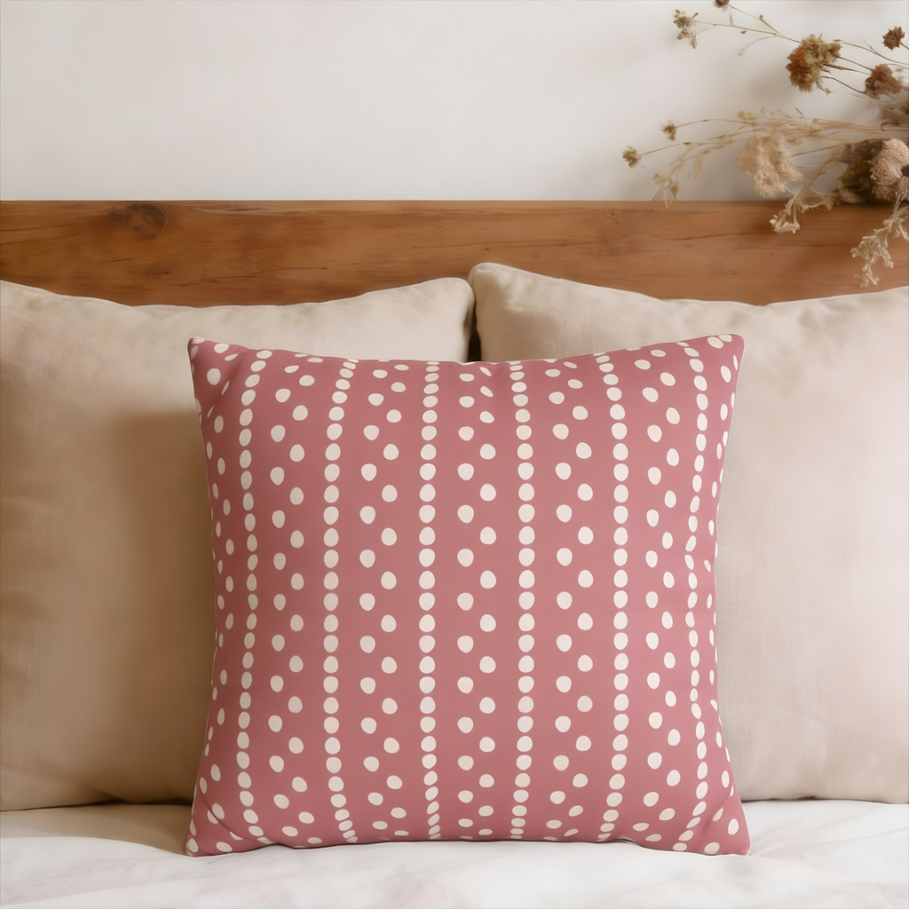 Polka Dot Stripes Faux Suede Pillow Cover
