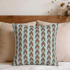 Aqua & Brown Geometric Arrow Stripes Faux Suede Pillow Cover