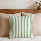 Sage Green Decorative Striped Faux Suede Pillow Cover