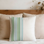 Green and Blue Striped Faux Suede Pillow Cover