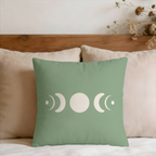 Moon Phase Sage Green Decorative Faux Suede Pillow Cover