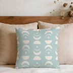 Moon Phase Pastel Blue Geometric Faux Suede Pillow Cover
