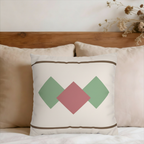 Blush & Sage Geometric Diamond Faux Suede Pillow Cover