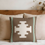 Brown Southwestern Geometric Faux Suede Pillow Cover