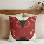 Retro Red Abstract Ladybug Faux Suede Pillow Cover