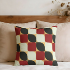 Checkered Retro Red White and Black Faux Suede Pillow Cover