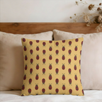 Retro Yellow Ochre Ladybugs Faux Suede Pillow Cover