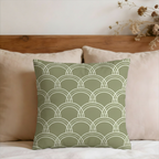 Sage Scalloped Arcs Faux Suede Pillow Cover