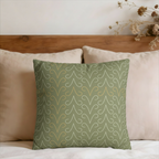 Olive Green Scroll Pattern Faux Suede Pillow Cover