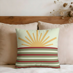 Retro Sunrise Stripes Faux Suede Pillow Cover