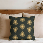 Sunbursts with Black Faux Suede Pillow Cover