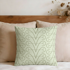 Sage Geometric Scroll Pattern Faux Suede Pillow Cover