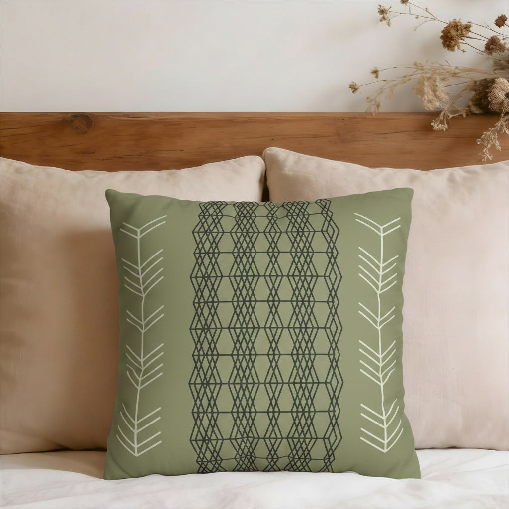 Boho Olive Arrow Faux Suede Pillow Cover