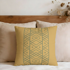 Boho Geometric Yellow Ochre and Sage Faux Suede Pillow Cover