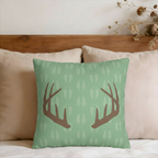 Deer Antler with Deer Tracks Pattern Faux Suede Pillow Cover