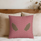 Pink Deer Ears with Spots Pattern Faux Suede Pillow Cover