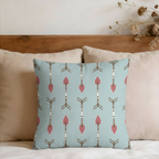 Pastel Blue & Coral Tribal Arrows Pattern Faux Suede Pillow Cover