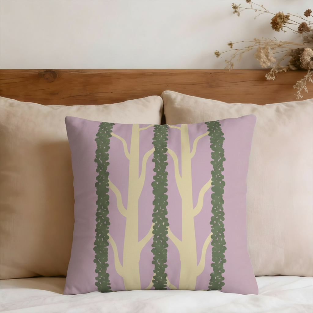 Botanical Stripe Faux Suede Pillow Cover