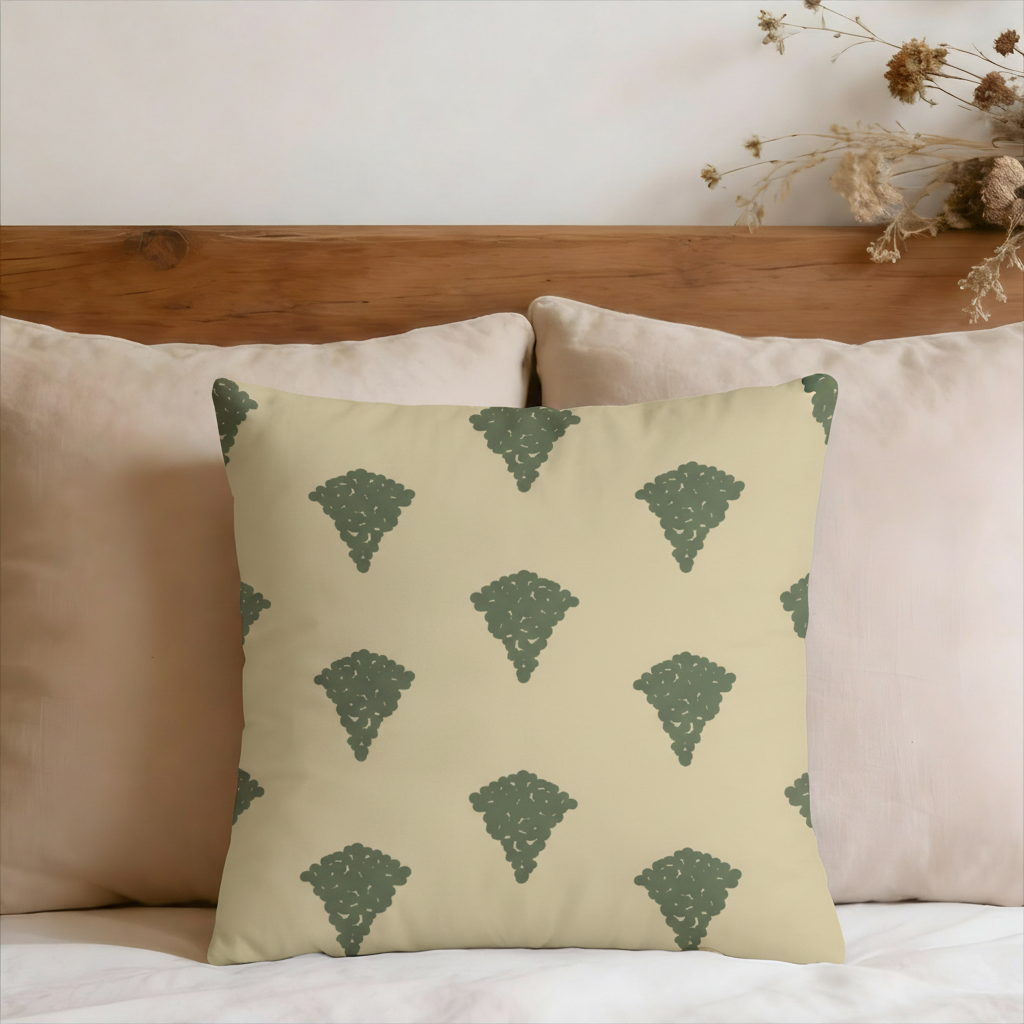 Green Abstract Dot Pattern Faux Suede Pillow Cover