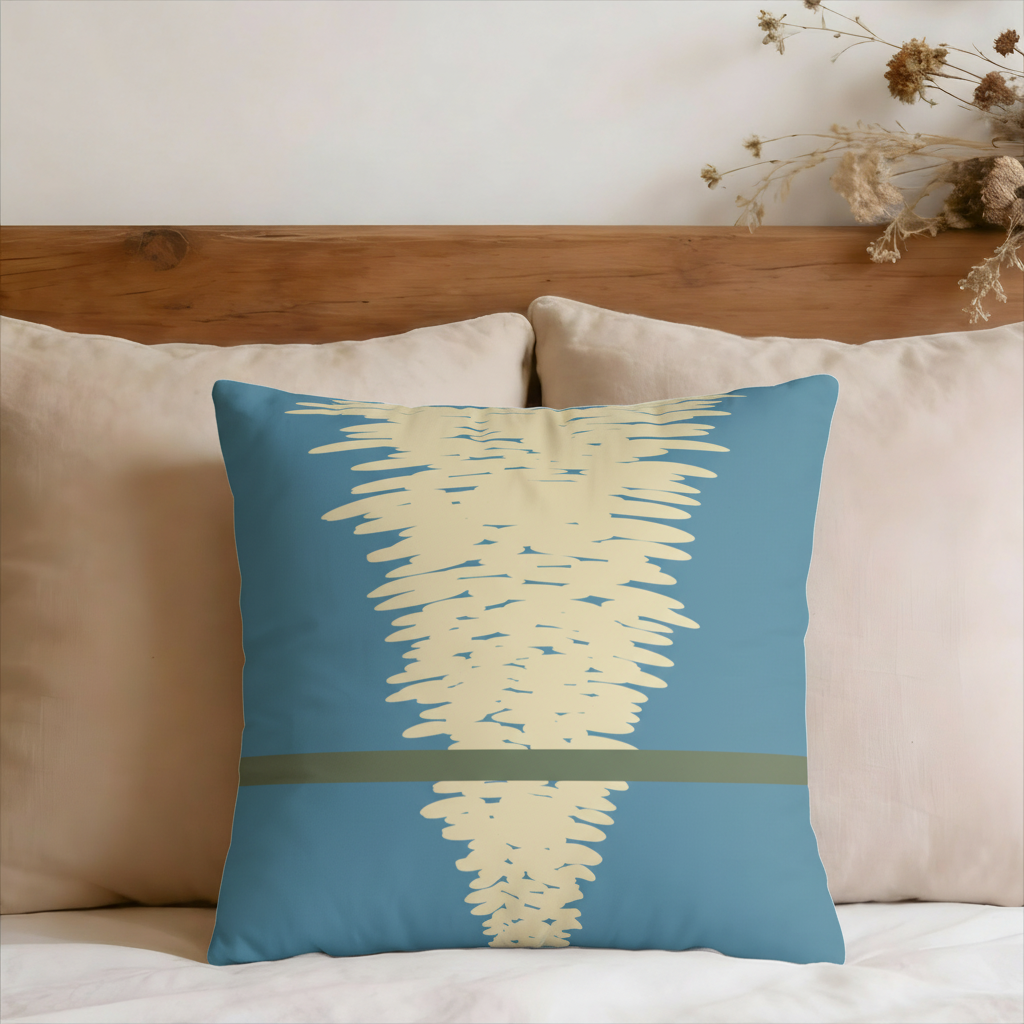 Textured Wave Blue Coastal Faux Suede Throw Pillow Cover