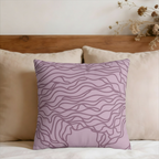 Mauve Wavy Lines Faux Suede Pillow Cover