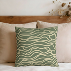 Abstract Olive Wave Faux Suede Pillow Cover