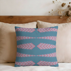 Blue & Pink Chevron Arrows Pattern Faux Suede Pillow Cover
