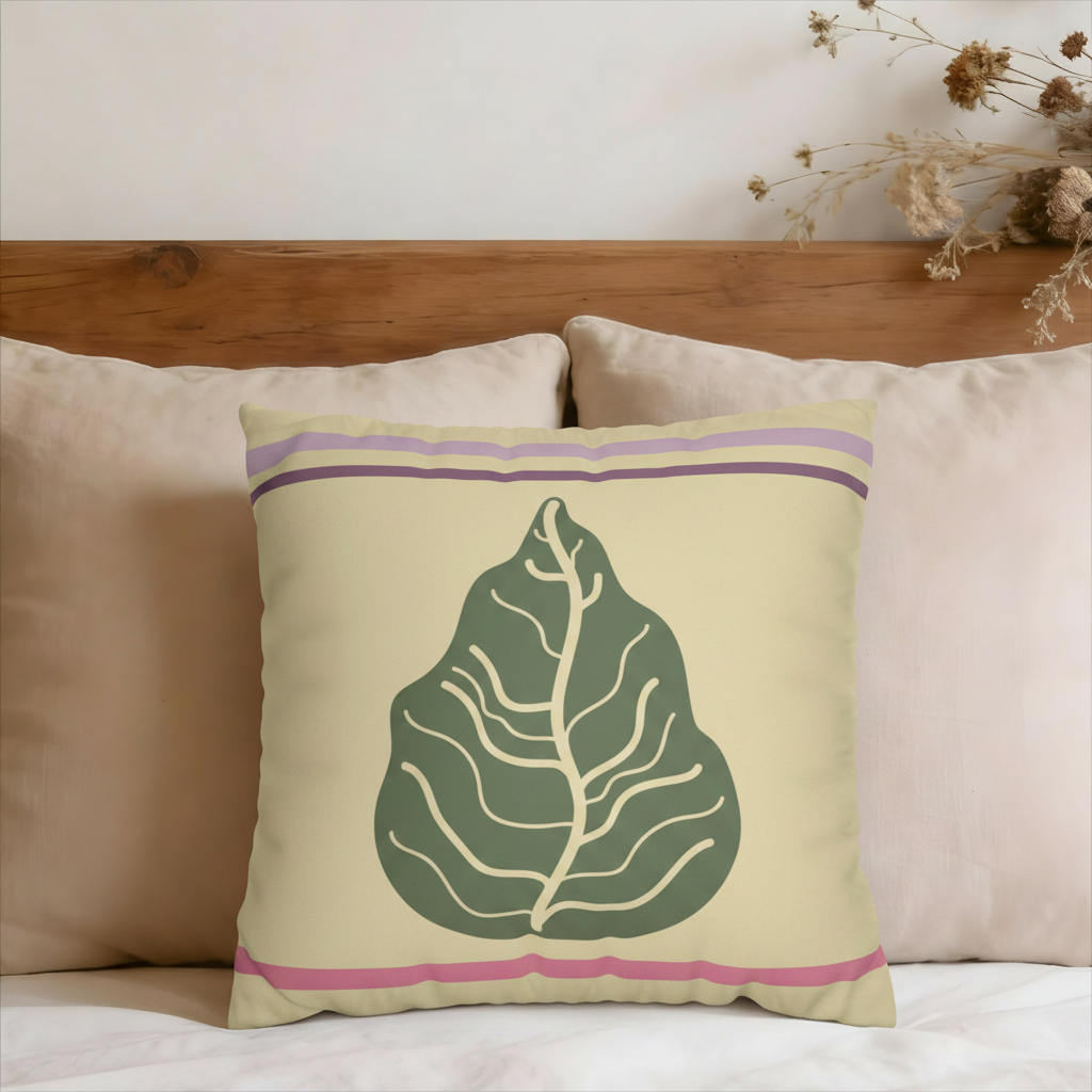 Green Cabbage Leaf Faux Suede Pillow Cover