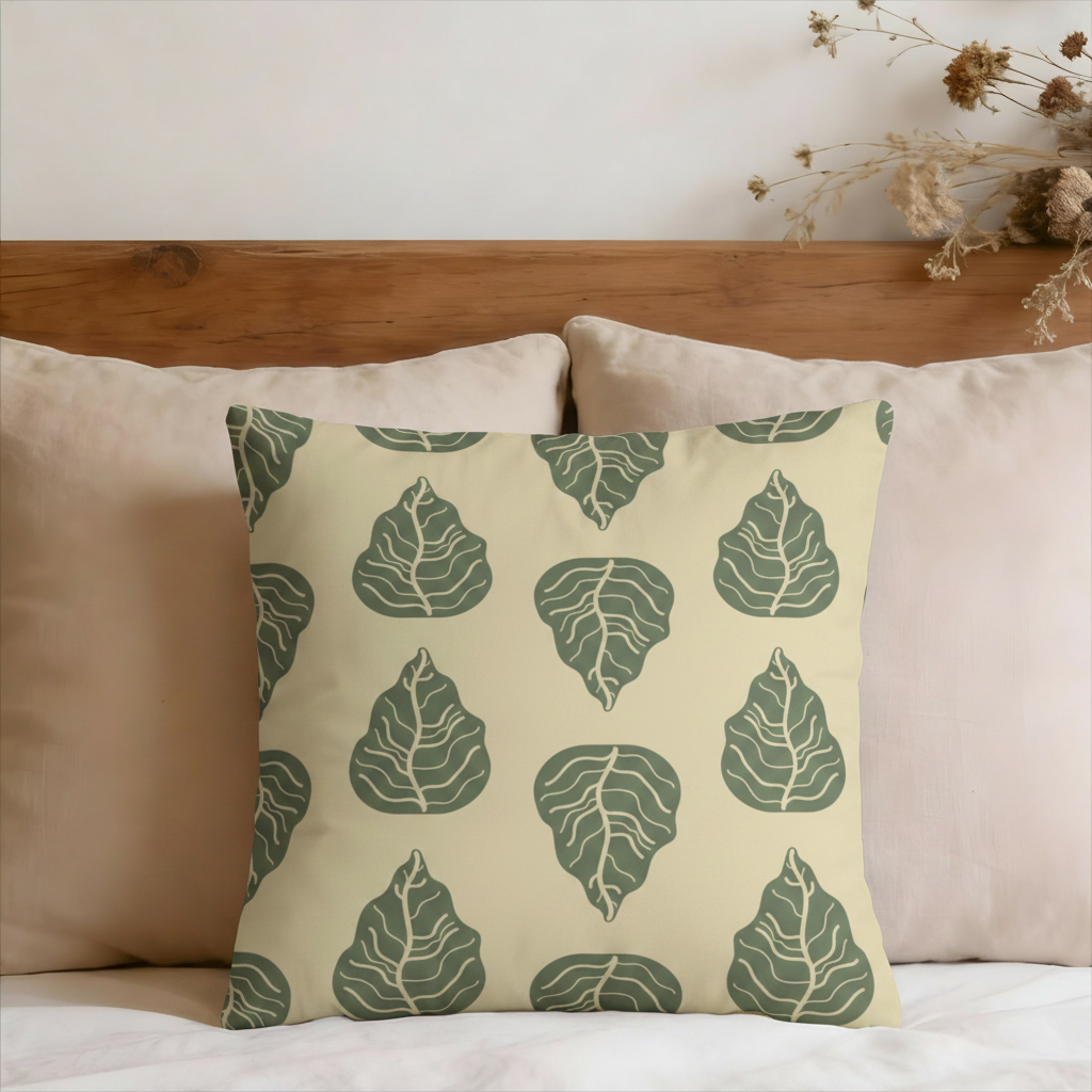 Cabbage Leaves Pattern Faux Suede Pillow Cover