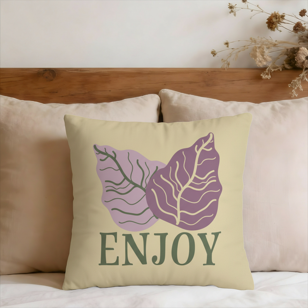Enjoy Cabbage Leaves Faux Suede Pillowcase Pillow Cover