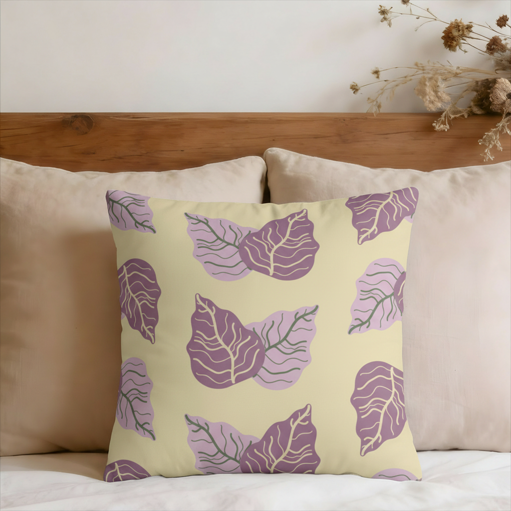 Cabbage Leaves Pattern Faux Suede Pillow Cover