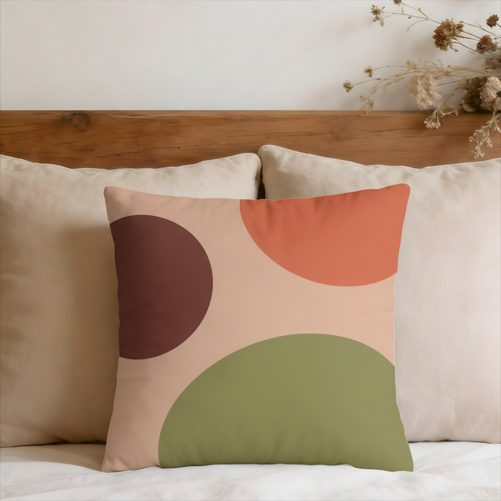 Abstract Earth Tones Faux Suede Pillow Cover