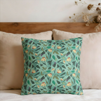 Sage Tossed Daisies Faux Suede Pillow Cover