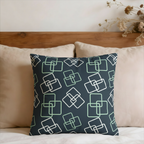 Arctic Blue and White Geometric Cubes Faux Suede Pillow Cover
