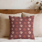 Terracotta Fox Print Tracks Faux Suede Pillow Cover