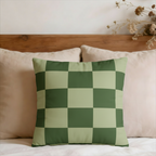 Green Checkered Faux Suede Pillow Cover