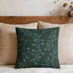 Sage Peacock Fern Faux Suede Pillow Cover