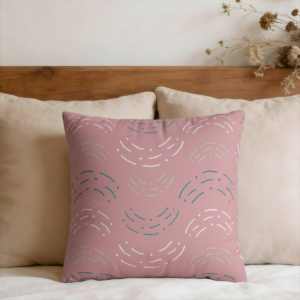 Dusty Rose Icy Arcs Faux Suede Pillow Cover